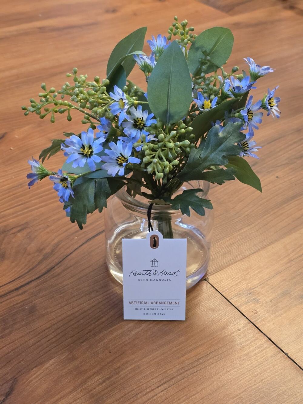 Hearth & Hand Magnolia Flower and Leaf Arrangement in Glass Vase S26